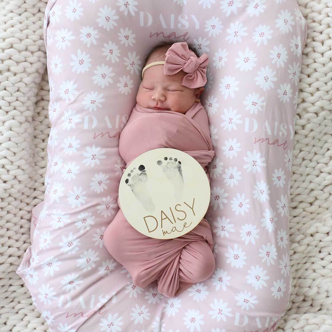 pink daisy personalized swaddle blanket 