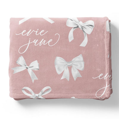 dark mauve personalized bow blanket for girls 