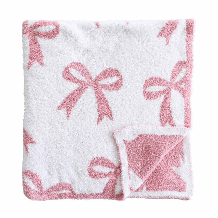 dark pink bow cuddlelane luxe blanket 