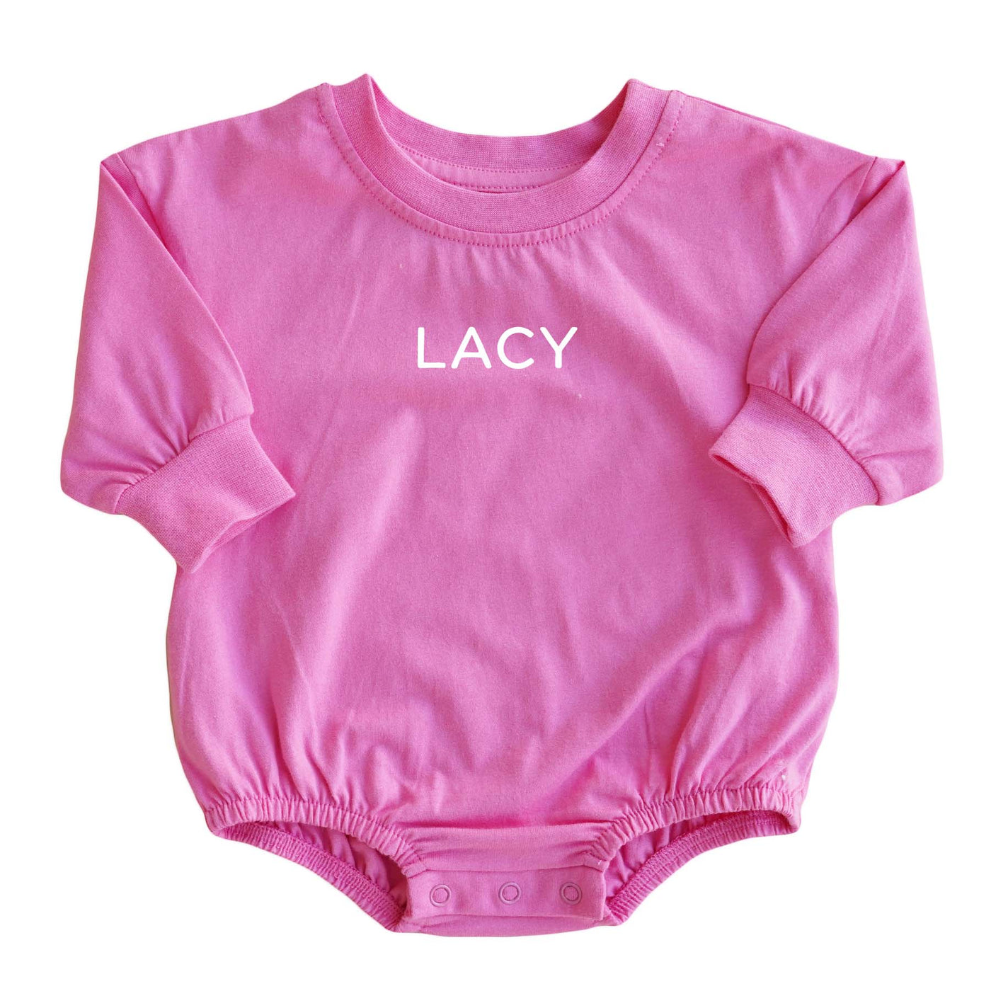 hot pink personalized long sleeve bubble romper for easter 