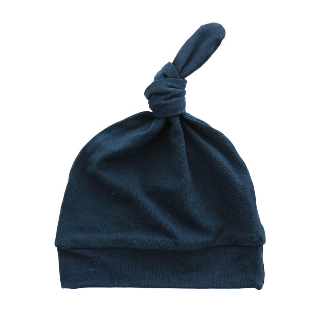 solid dark navy bamboo knotted hat 