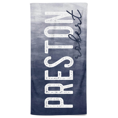navy ombre personalized towel 