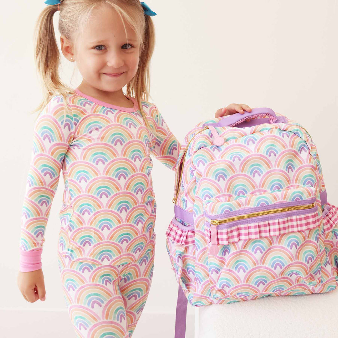 pastel rainbow girls pajama set bamboo