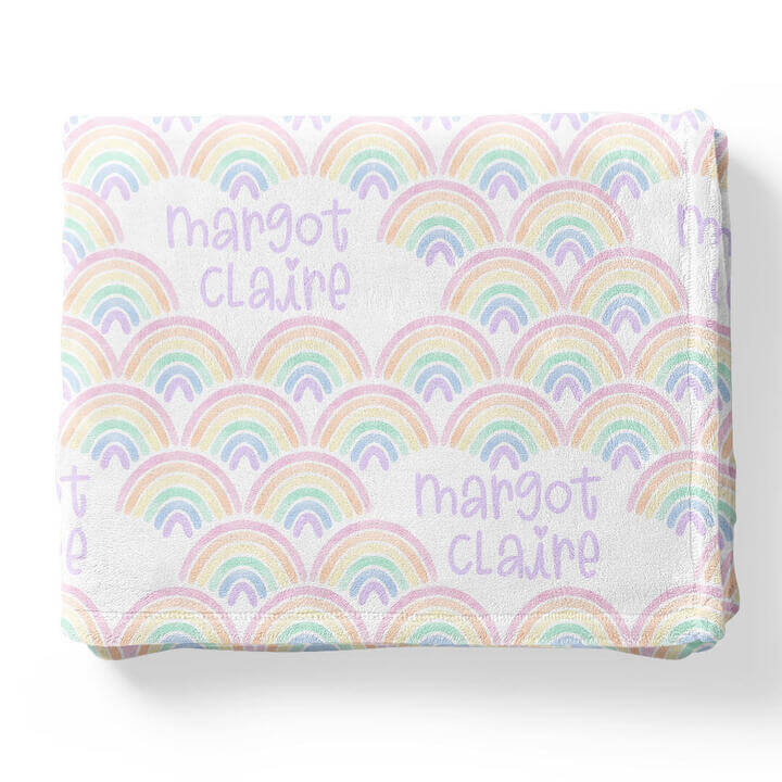 multicolor pastel personalized kids blanket 