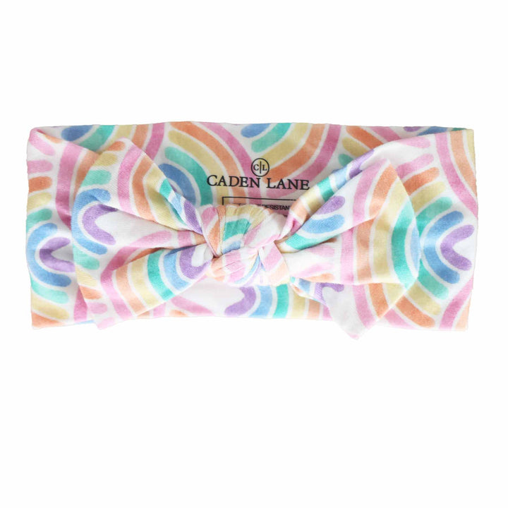 pastel rainbow large bow headwrap 