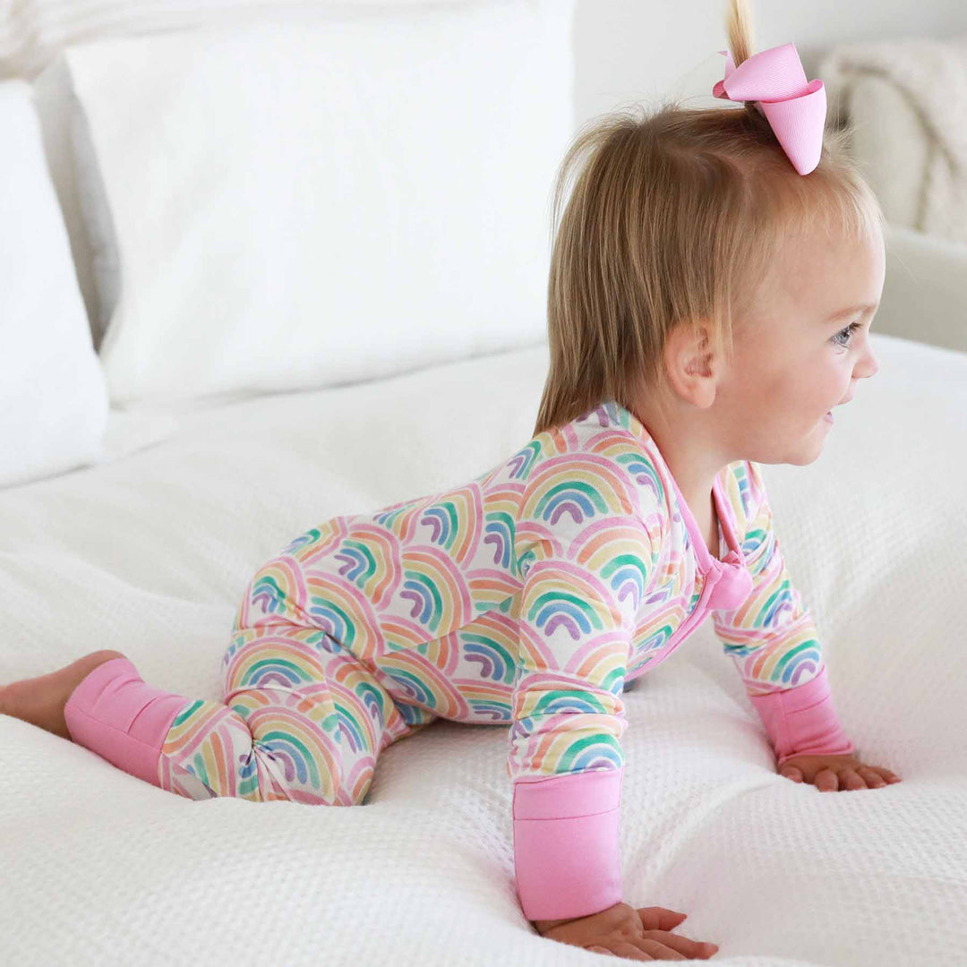 rainbow pajama romper for babies 