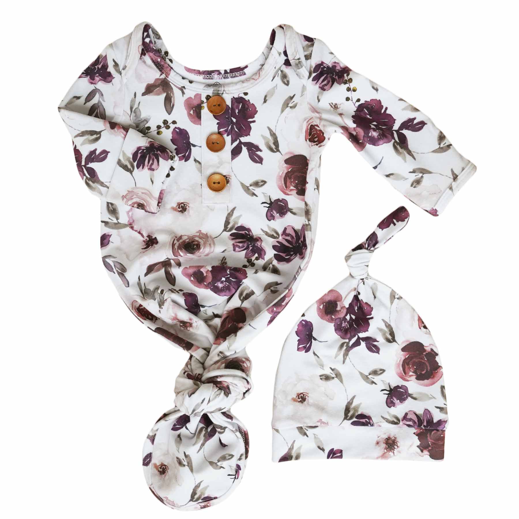 purple floral knot gown 