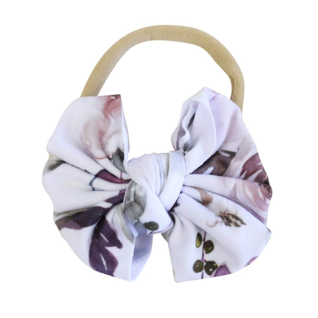 dusty purple floral bow headband