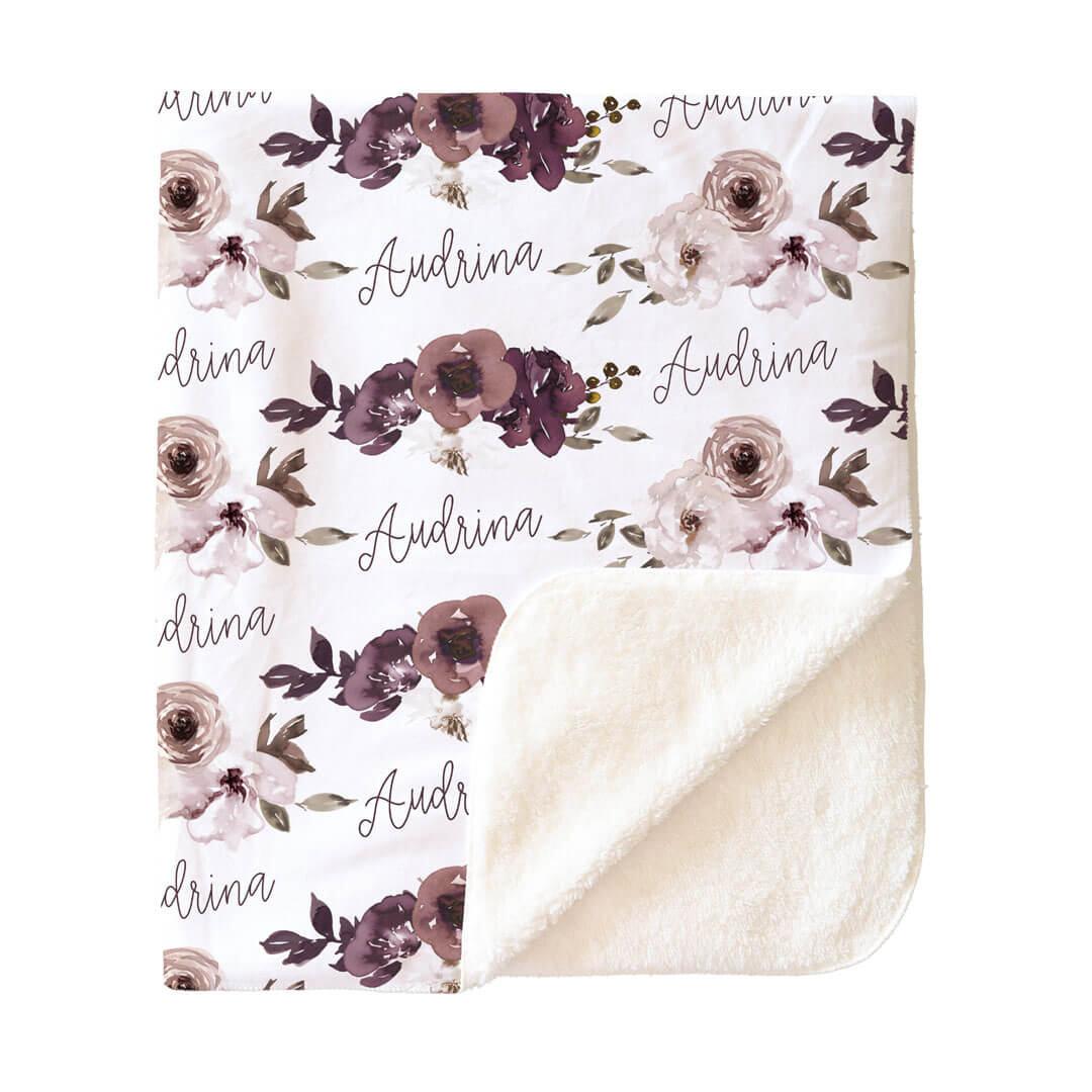 Demi's Dusty Purple Floral Personalized Toddler Blanket