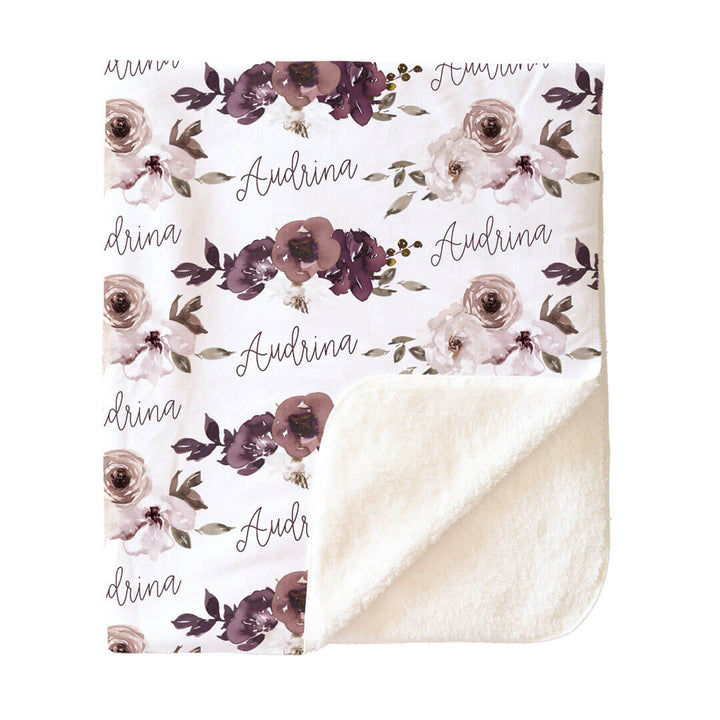 Demi's Dusty Purple Floral Personalized Toddler Blanket