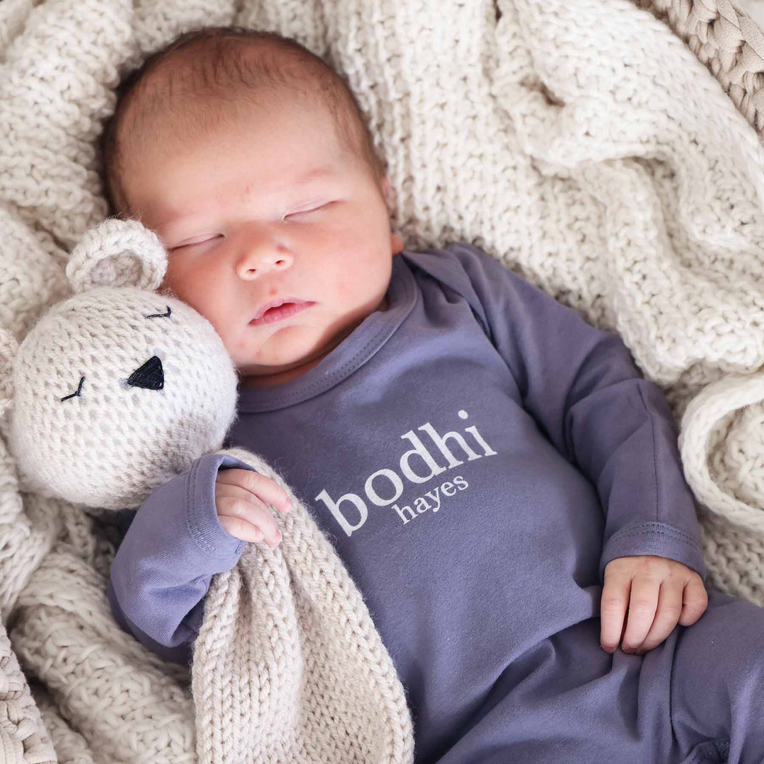 long sleeve personalized snap romper for newborns