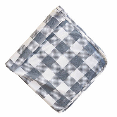blue and cream check waffle bamboo baby swaddle 