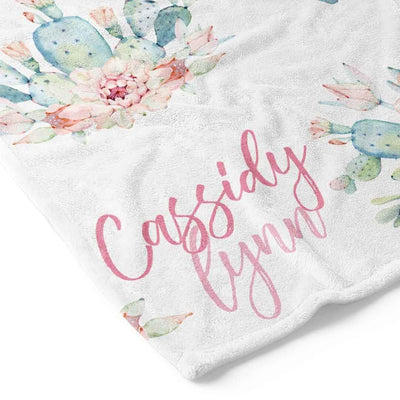 toddler blanket personalized with cactus 