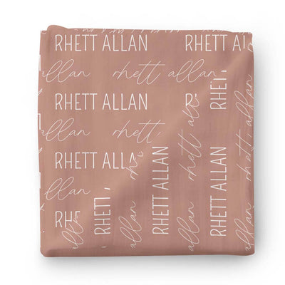 desert sand personalized swaddle blanket block and script 