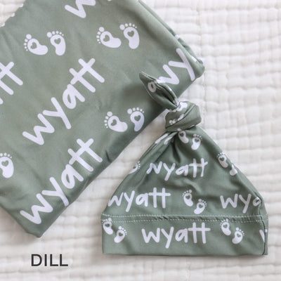 personalized swaddle blanket green 