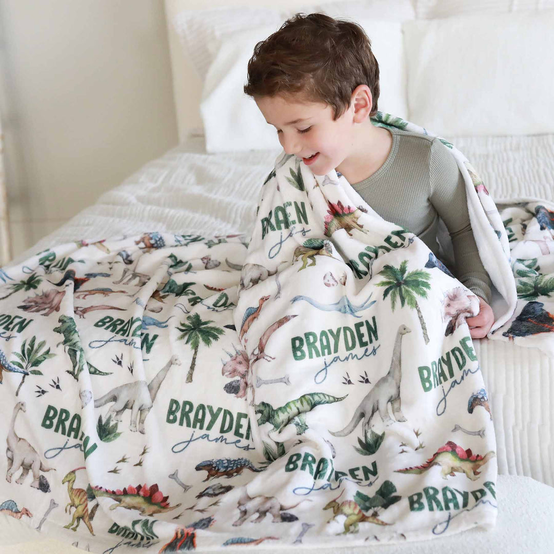 personalized dinosaur blanket for boys 