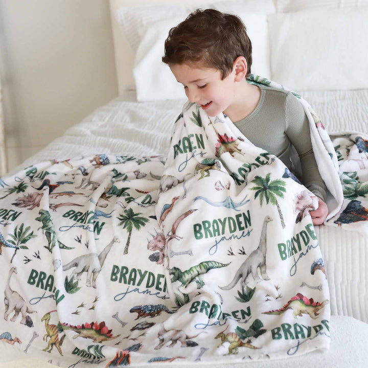 personalized dinosaur blanket for boys 