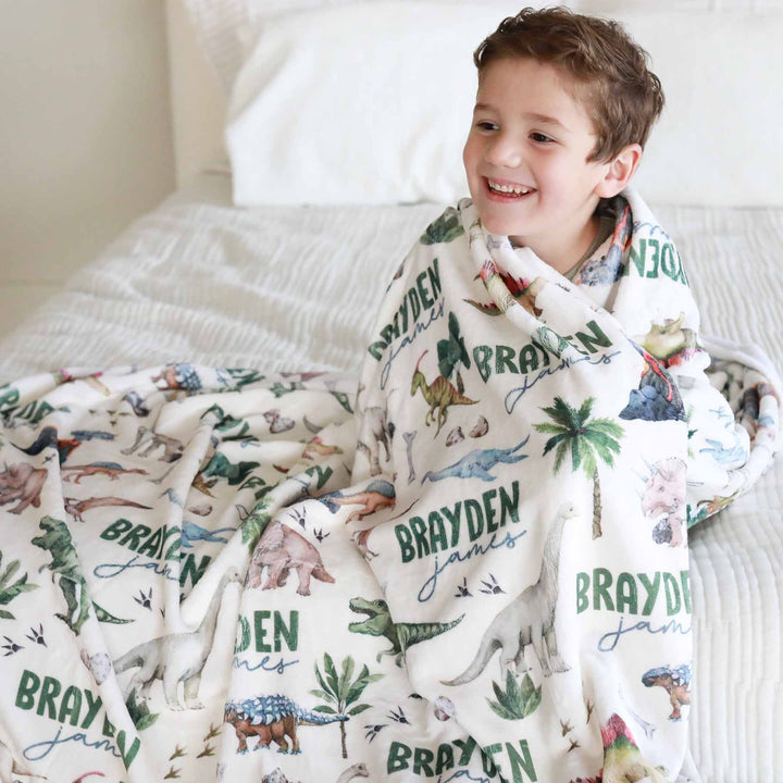 dinosaur personalized blanket for boys 