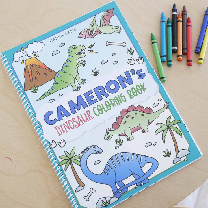 dinosaur themed personalized coloring book for kids 