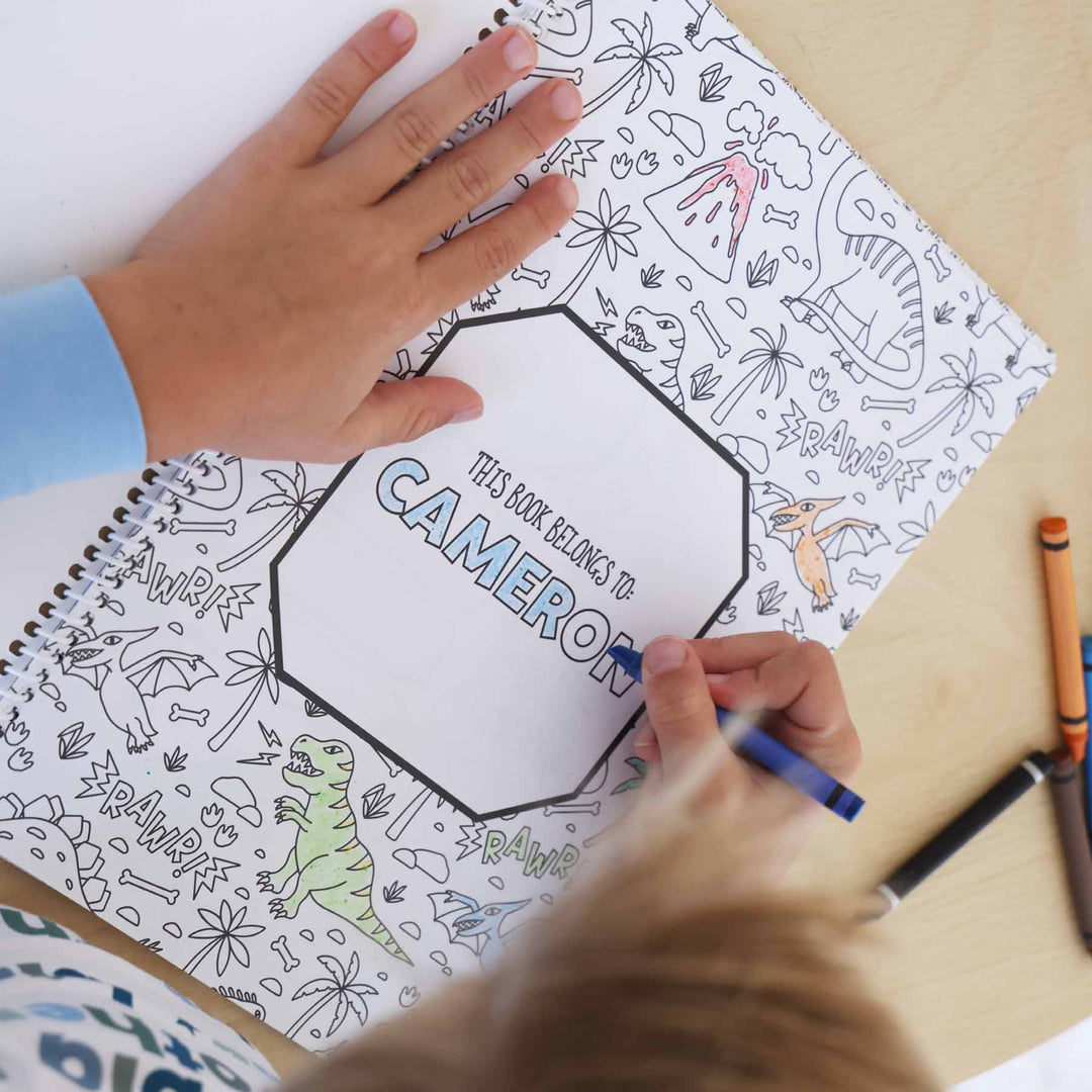 dinosaur personalized coloring book for kids 