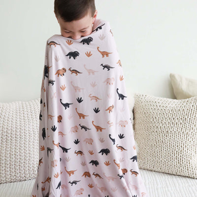 double sided bamboo blanket with neutral dinos 