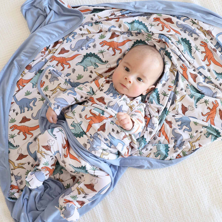 colorful dinosaur bamboo blanket for kids 