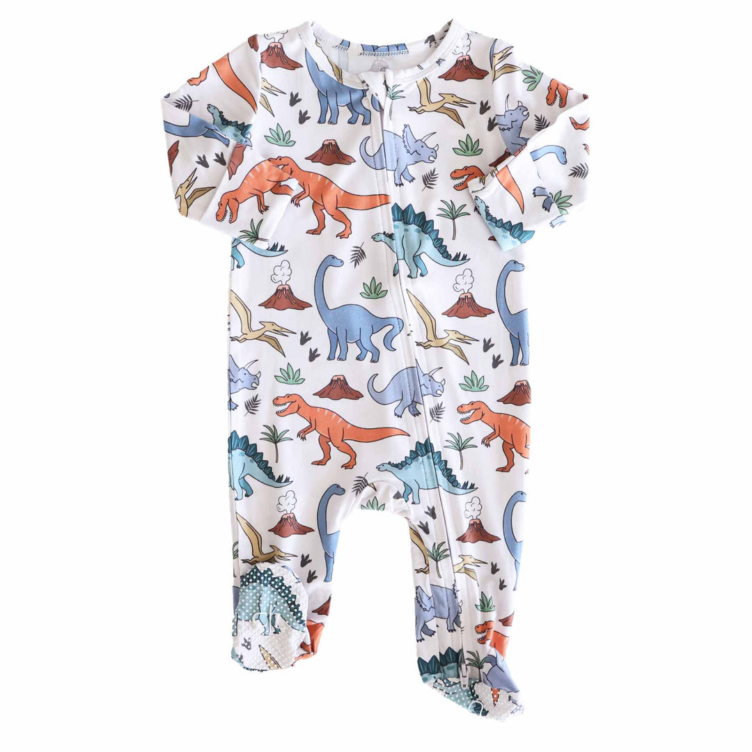 dino dude zipper footie for babies 