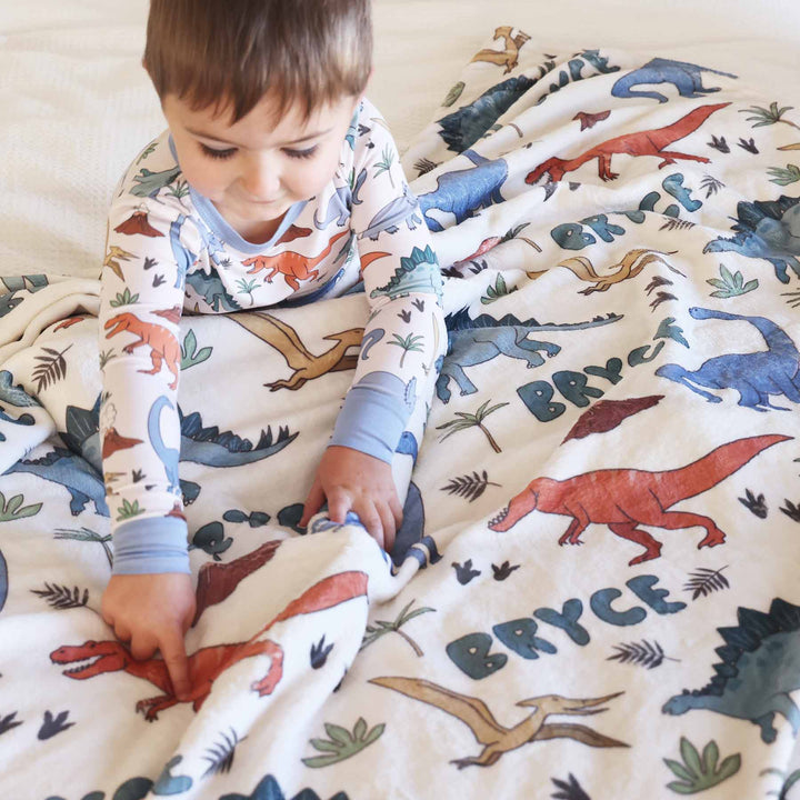 dino dude personalized blanket for kids 