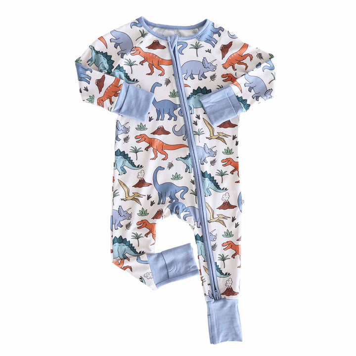 baby convertible zip romper dino dude 