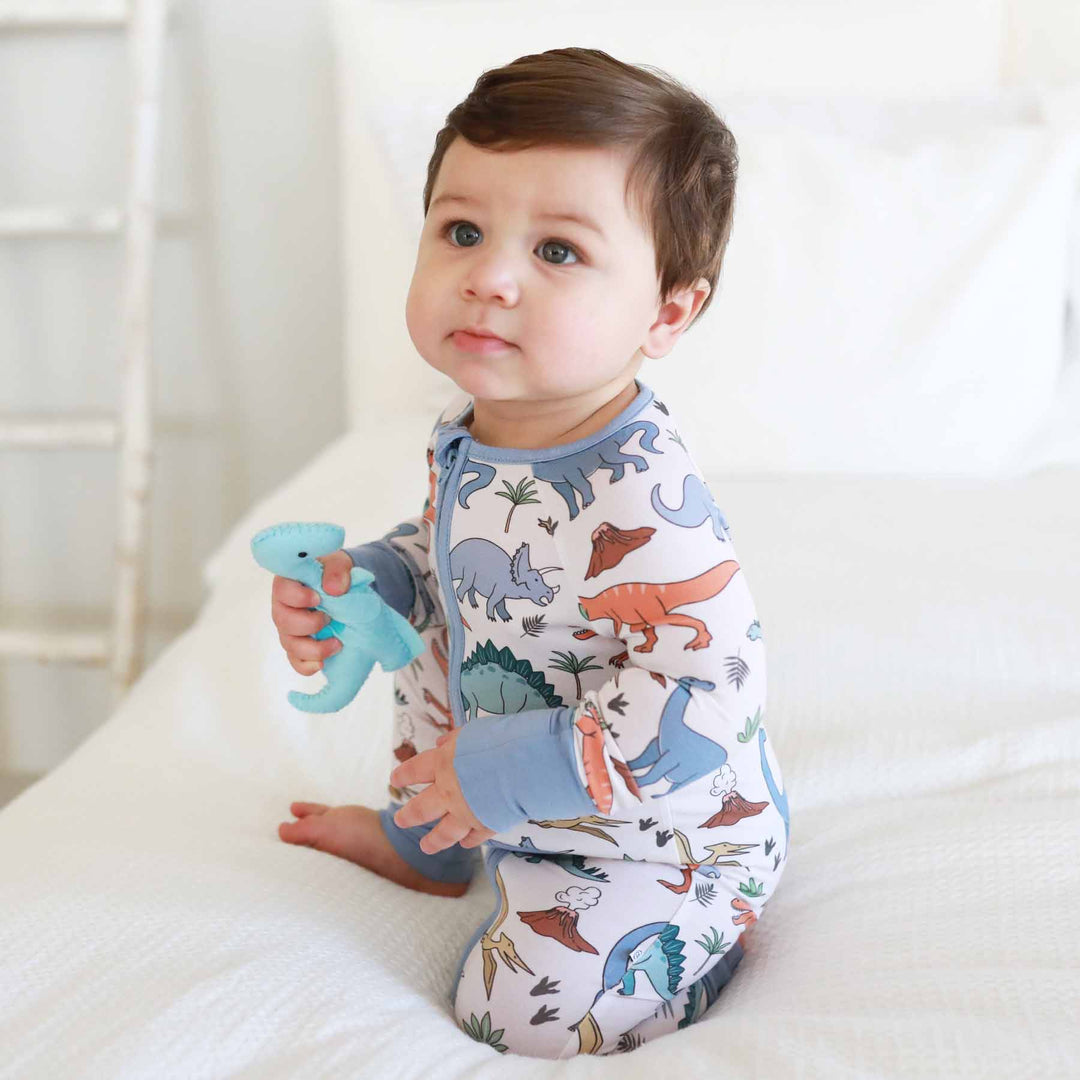 toddler boy romper pajama with dinosaurs