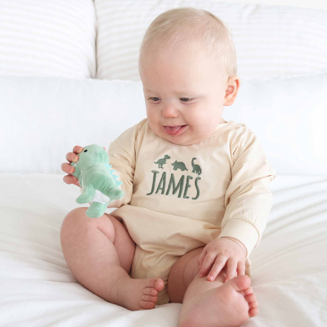 dino embroidered romper for babies