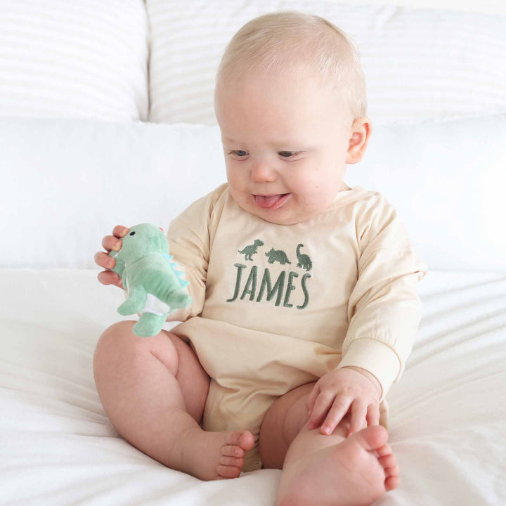 dino embroidered romper for babies