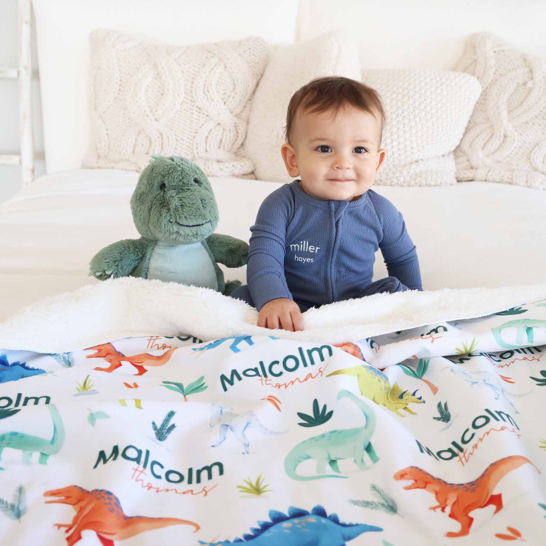 Personalized Sherpa Kids Blanket | Prehistoric World