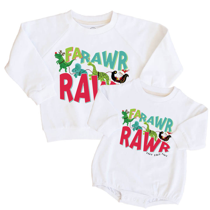 fa rawr rawr rawr rawr graphic sweatshirt and sweatshirt bubble romper for kids and babies 