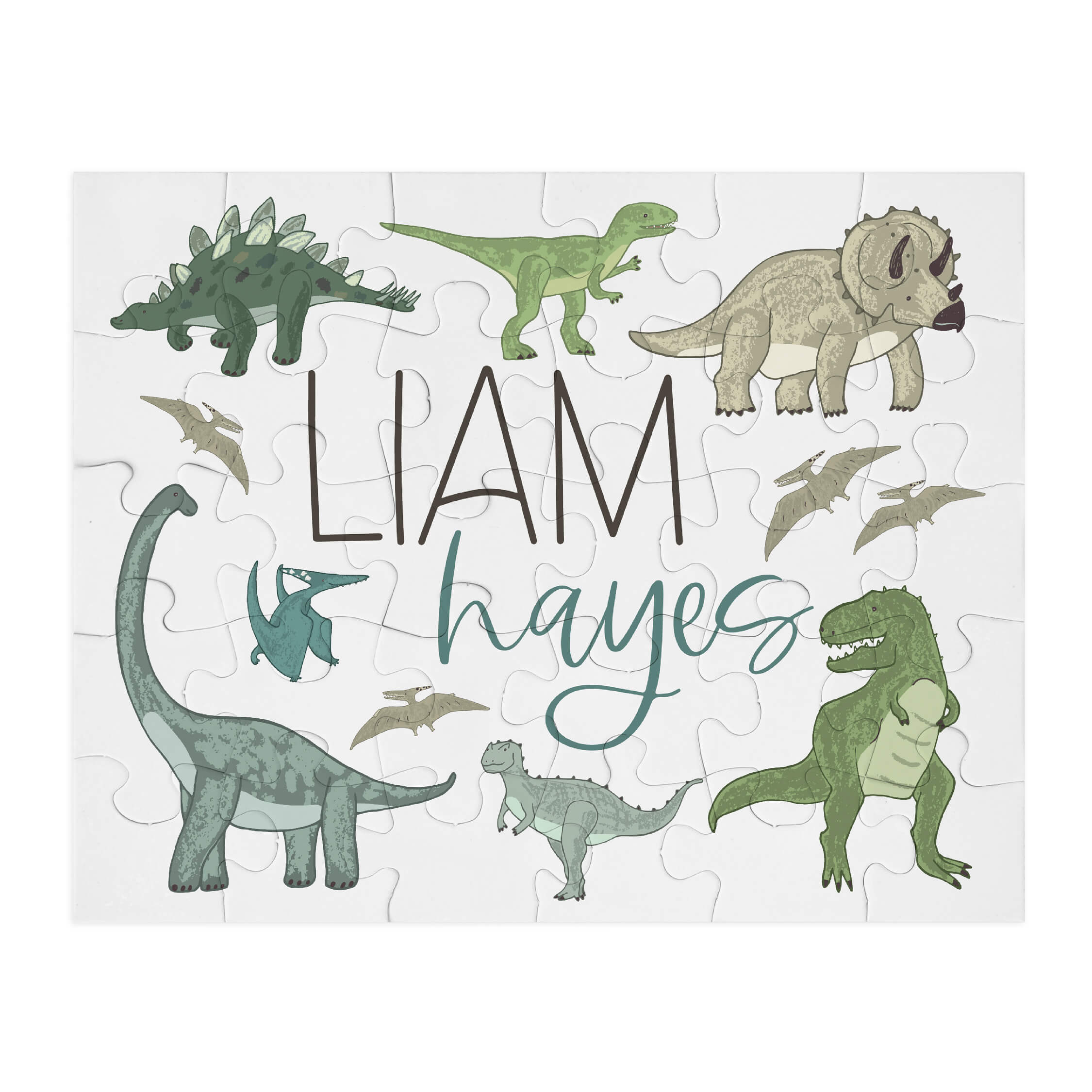 Kids Personalized 30 Piece Puzzle in Dinosaur Friends | Caden Lane