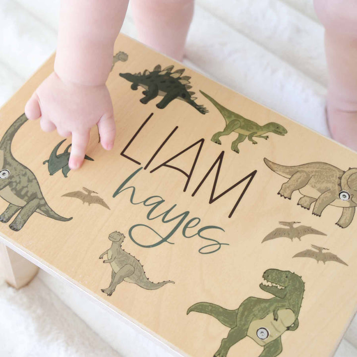 Kids Personalized Step Stool | Dinosaur Friends