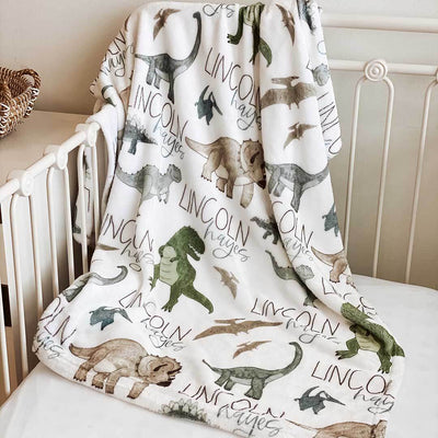 dinosaur personalized toddler blanket 