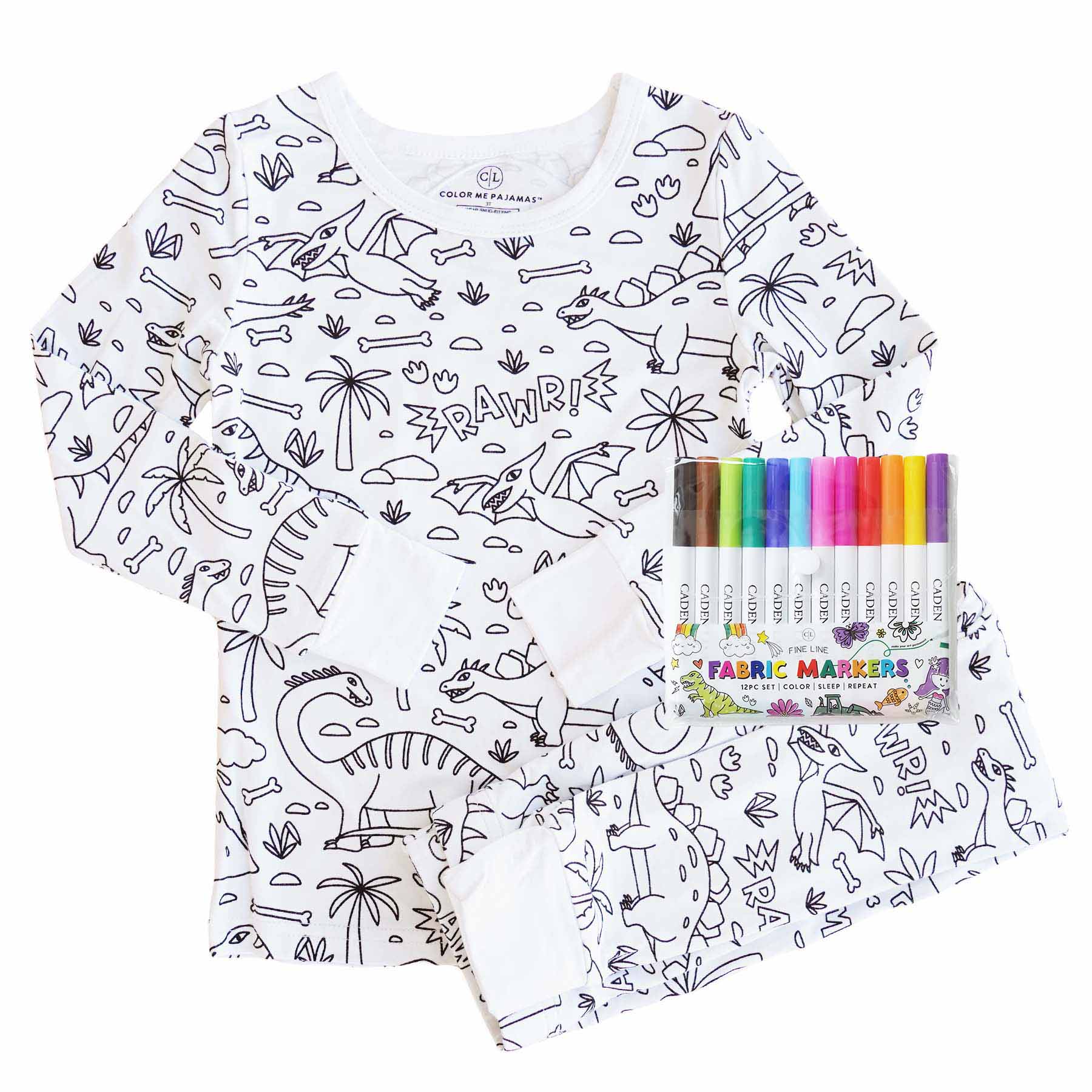 dinosaur colorable pajamas for kids 