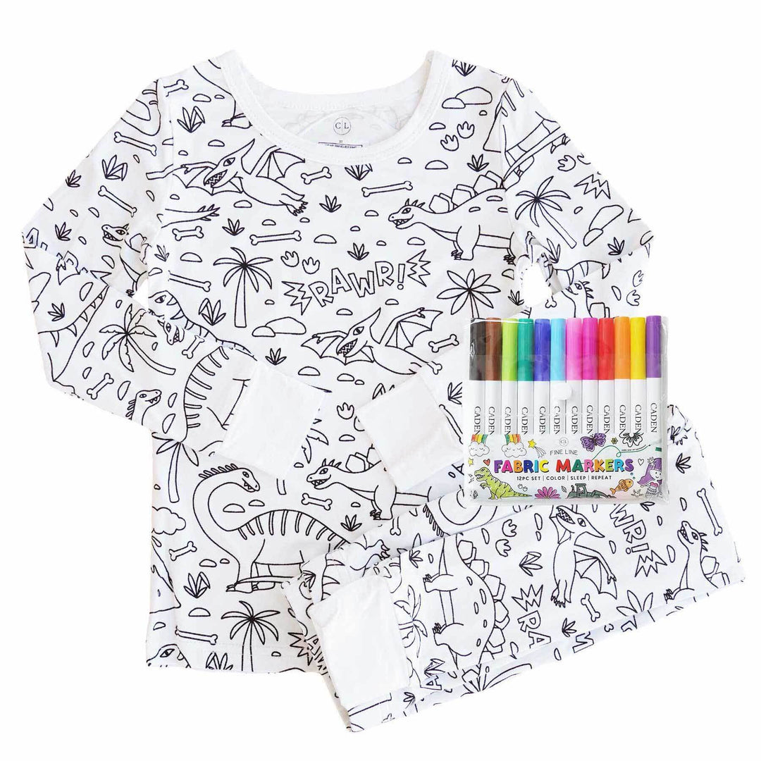 Colorable Two Piece Pajama Set | Jurassic Playground