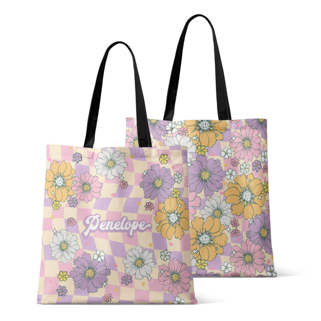 personalized tote bag disco daisies 