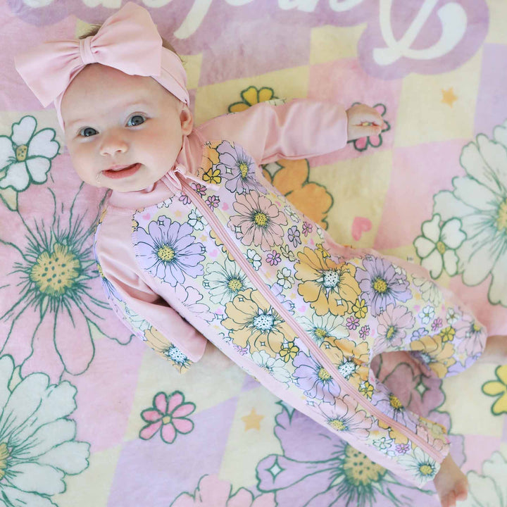 full length swim romper disco daisies 