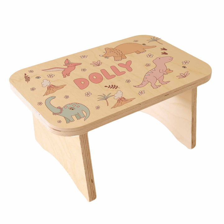 personalized step stool for kids girl dinosaur