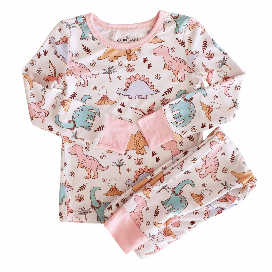 dolly's dinos girls two piece pajama set