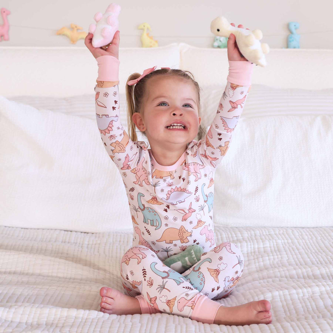 two piece pajama set for girls dolly's dinos