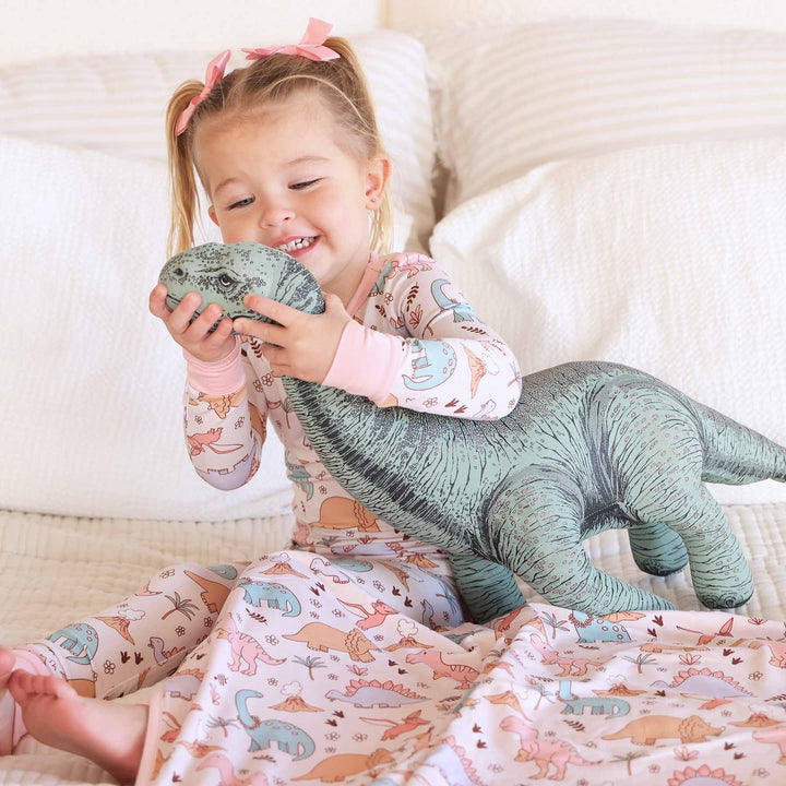 colorful dinosaur pajama set for girls 