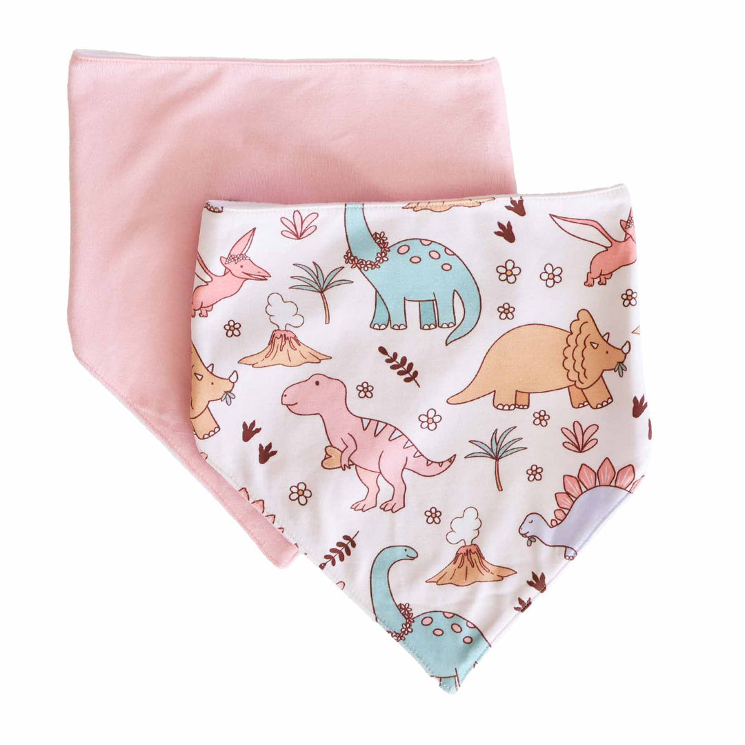 girl dinosaur bandana bib set 