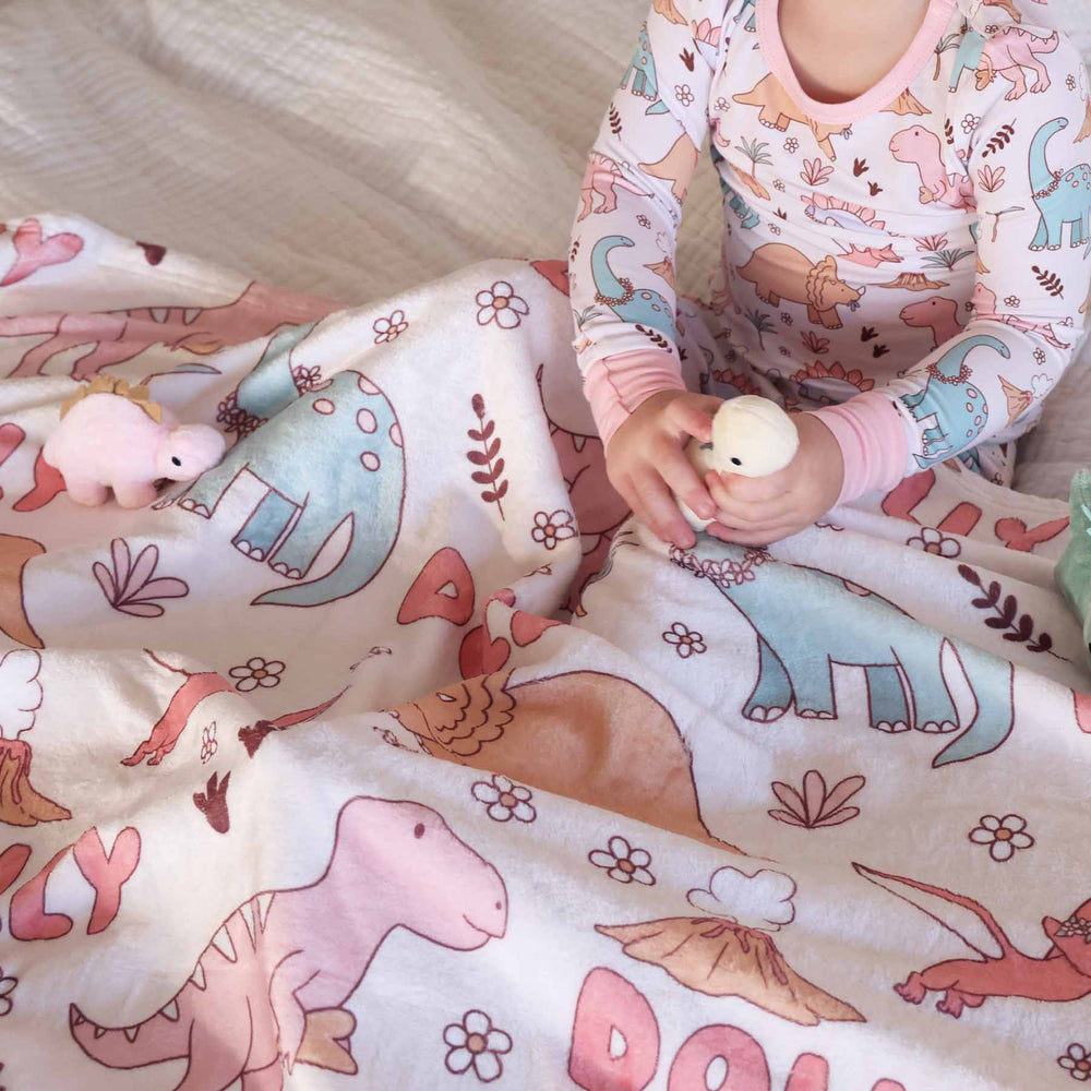 dolly's dinos personalized blanket for kids 