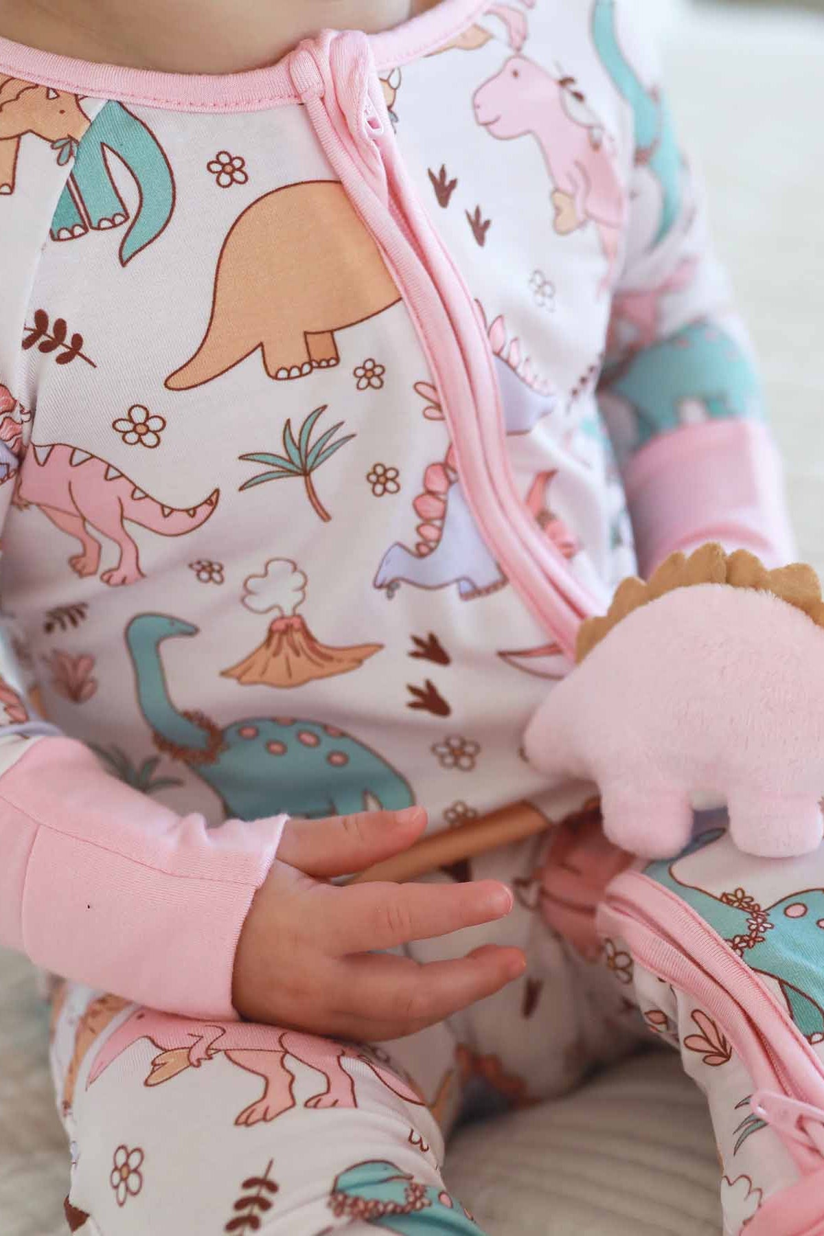 pink dinosaur pajama print