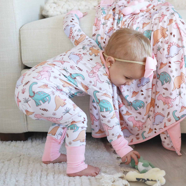 girl dinosaur pajama romper