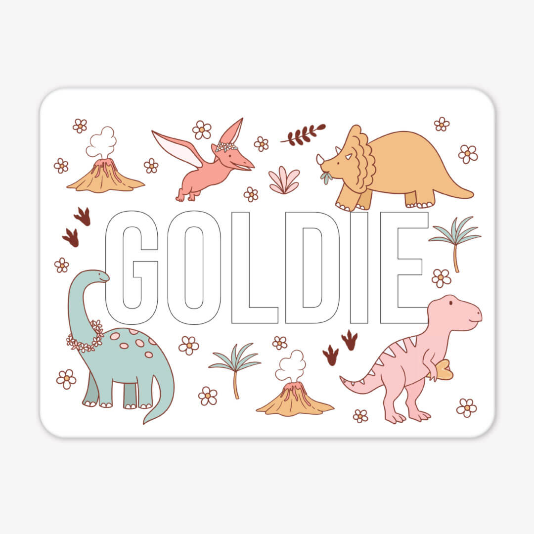 girl dinosaur personalized whiteboard for kids 